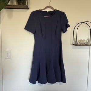 Club Monaco Blue Indigo Fit & Flare Pleated Mini Dress Size 6